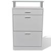 VidaXL Shoe Cabinet with Drawer and Glass Top Wood White