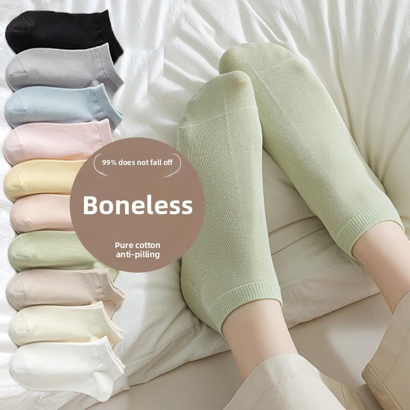 5 Pairs Boneless Socks for Women Spring and Summer Thin Socks Absorbent Cotton Socks
