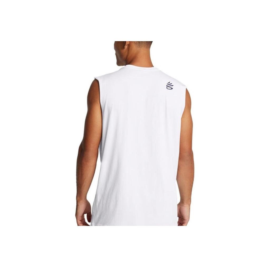 Under Armour Curry Series Basketball Sports Simple Round Neck Vest Men Tops White 1387099-100