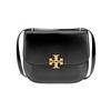 Tang Libaiqi Eleanor Magnetic Snap Flap Calfskin Saddle Bag Shoulder Crossbody Bag Women's Black 157317-001-black