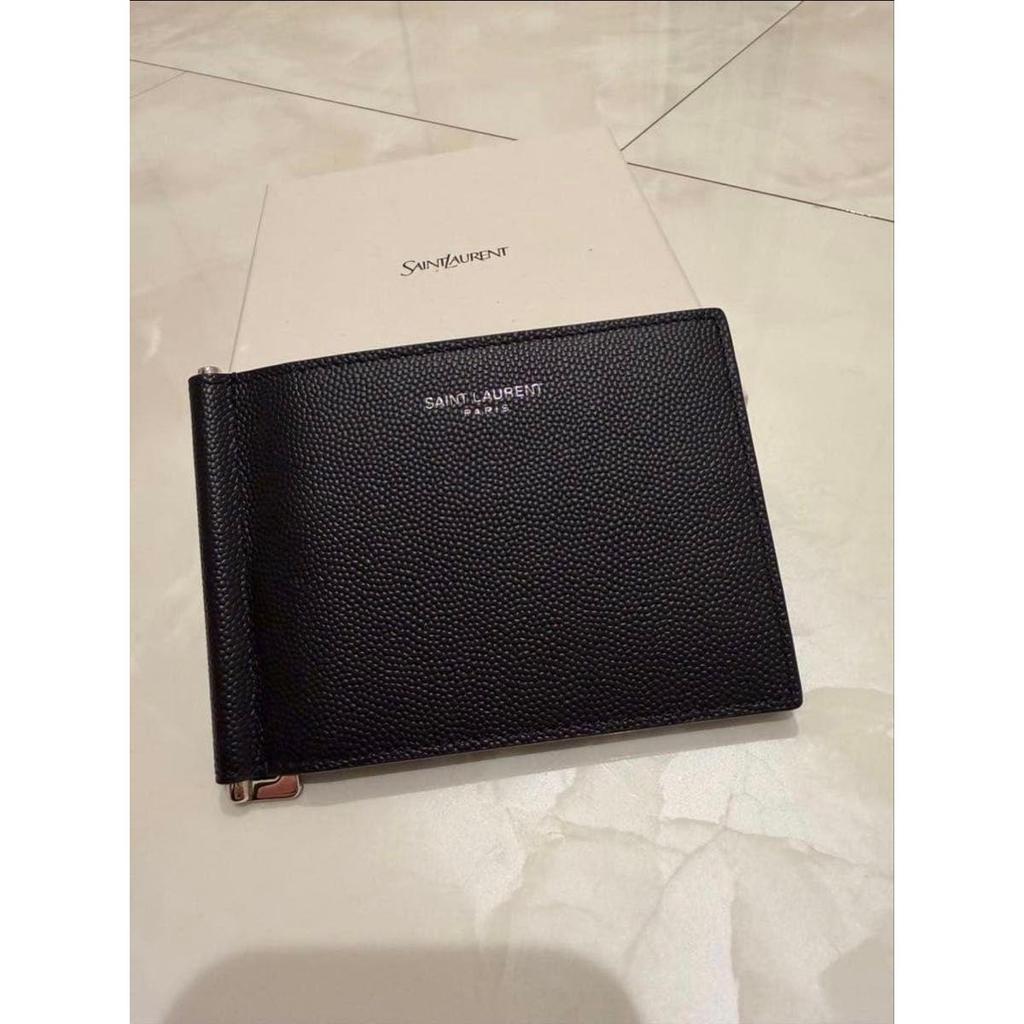 Used SAINT LAURENT PARIS Money Clip Bifold Wallet Black