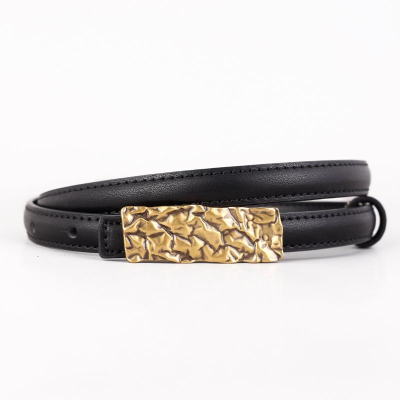 

Classic Leather Belt For Women With Silver Buckle For Casual Jeans And Pants чёрный