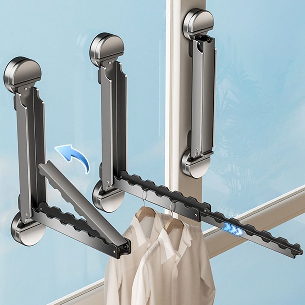 Expandable Design Suction Cup Clothes Drying Rack Foldable Wall Mounted Retractable Laundry Drying Rod Strong Load Bearing