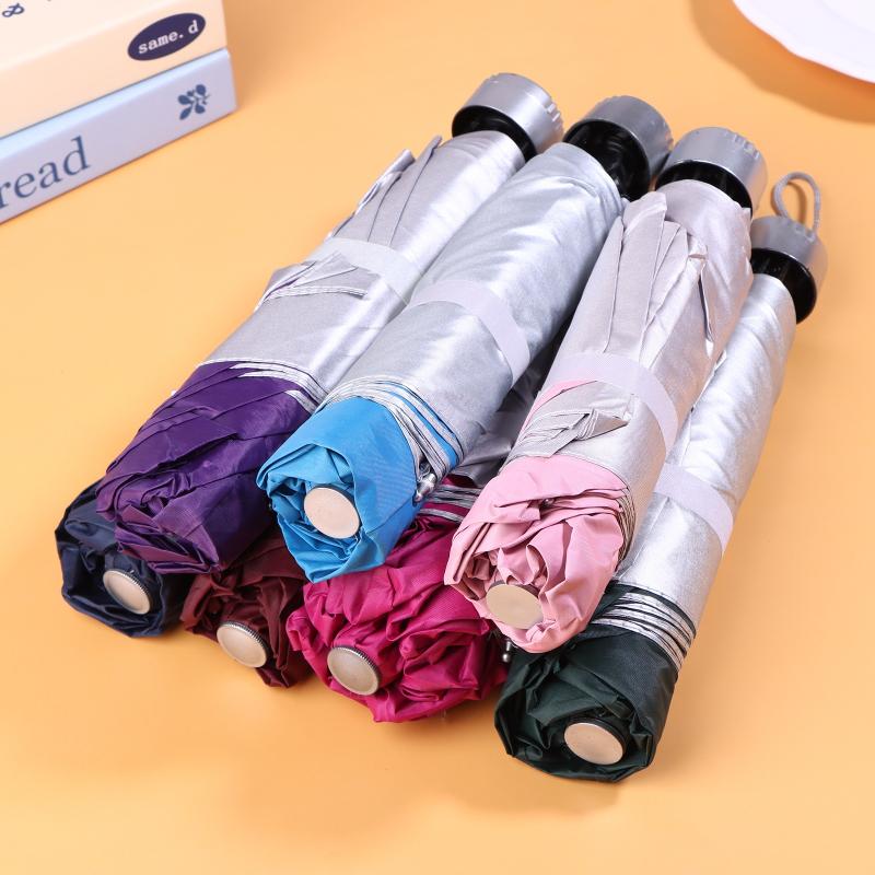 8 Bone Silver Glue Manual Folding Umbrella With Thick And Durable Keel Rain Sun Umbrellas Windproof Multi-Color Travel Umbrella