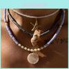 Bohemia Shell Beaded Necklace With Handcrafted Geometric Pendant For Women