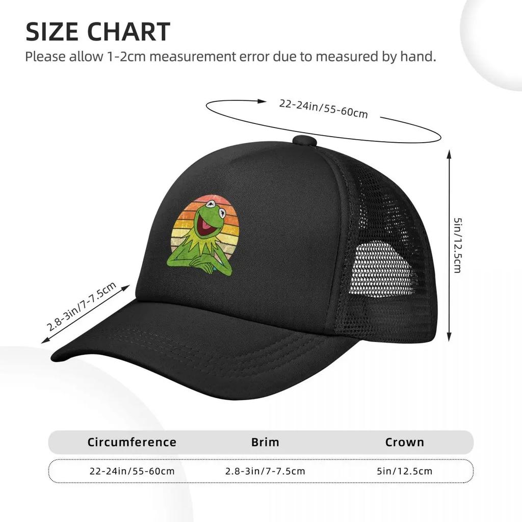Kermit der Frosch Netz Baseballkappen Snapback Mode Baseballmützen Atmungsaktiv Lässig Kappe Outdoor Unisex