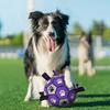 Durable Rubber Dog Soccer Ball with Straps - Interactive Chew-Resistant Pet Toy for All Breed Sizes, Purple &Black with Paw Print Design,Dog Ball Toy
