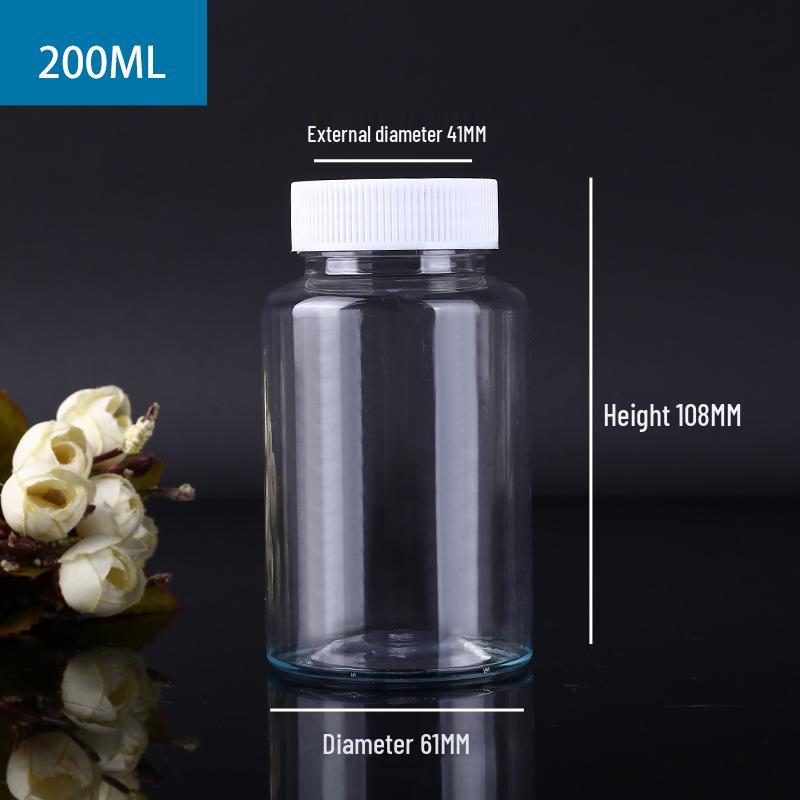 PET Wide-Mouth Transparent Dispensing Bottle with Lid - Solid/Liquid Container