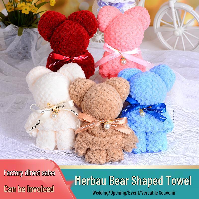 Pineapple Grid Towel Bear Shape - Wedding & Festival Gift