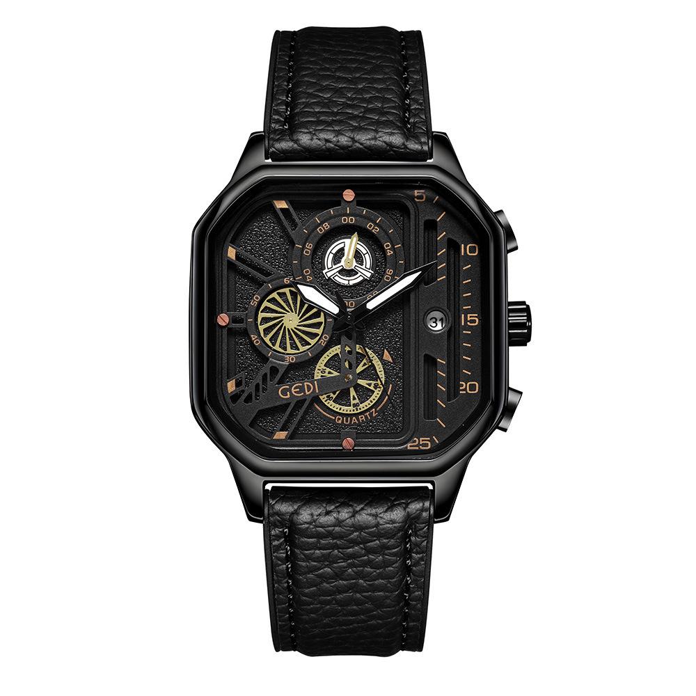 Niche High-End Square Men S Watch Fashion Timer Business Watch Men S Waterproof Quartz Watch