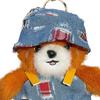 Plush Red Panda Keychain Denim Overalls Hat Stuffed Red Panda Key Ring Backpack Schoolbag Hanging Decoration Bag Charm Purse Pendant