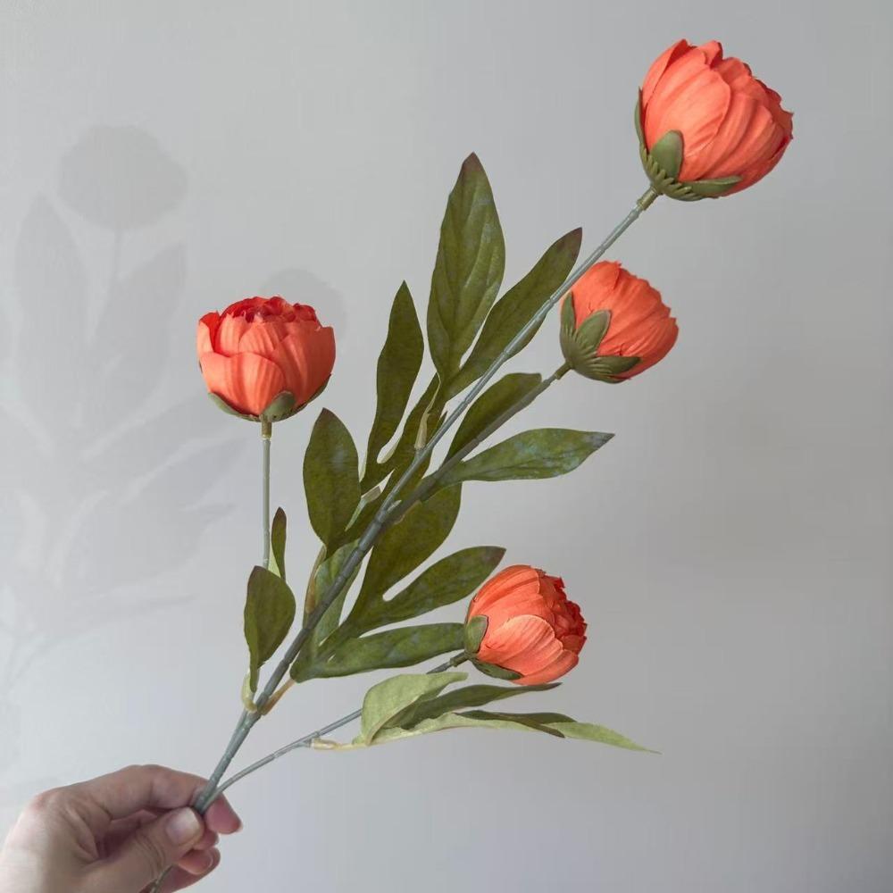 1Pc 4 Heads Artificial Peony Bouquet Realistic Peony Artificial Flowers  Home Room Decor