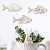 3 Pcs Wood Fish Nautical Wall Decor, Vintage Beach Coastal Theme Fish Wall Art, Rustic Farmhouse Hanging Sculpture for Lake House, Bathroom