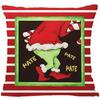 Green-haired Monster Pillow Cover Linen Christmas Pillow Cover Living Room Sofa Lumbar Cushion Cover