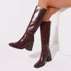 Women'S Fashion Knee High Boots Square Toe Chunky High Heels Motorcycle Combat Long Booties For Women Street Classic Comfort Sho