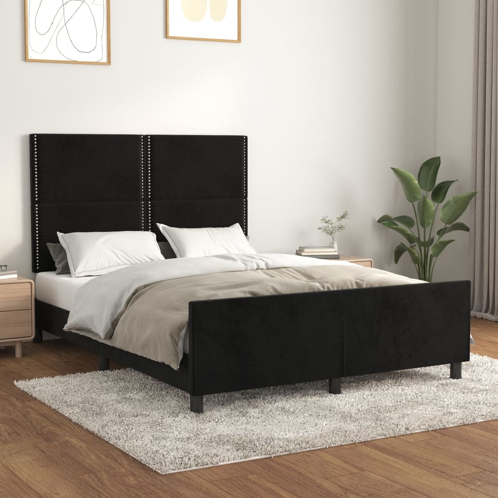 Bed Frame without Mattress Black 140x190 cm Velvet
