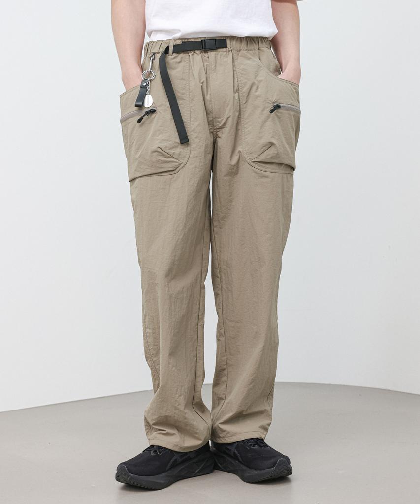 MODERMENT [Nylon] Belted Tech Cargo String Pants [Beige]