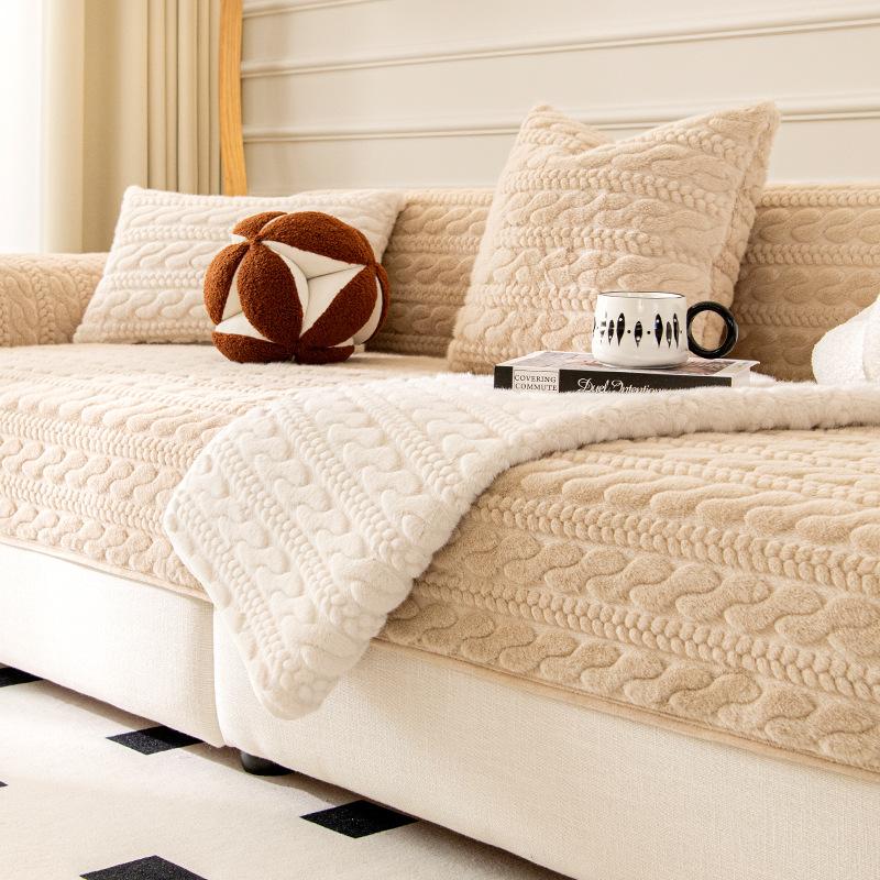 Light Luxury Sofa Cushion, Autumn And Winter Millet Mink Fleece Thickened Warm Seat Cushion, High-End Sofa Cover Cover Cloth Towel