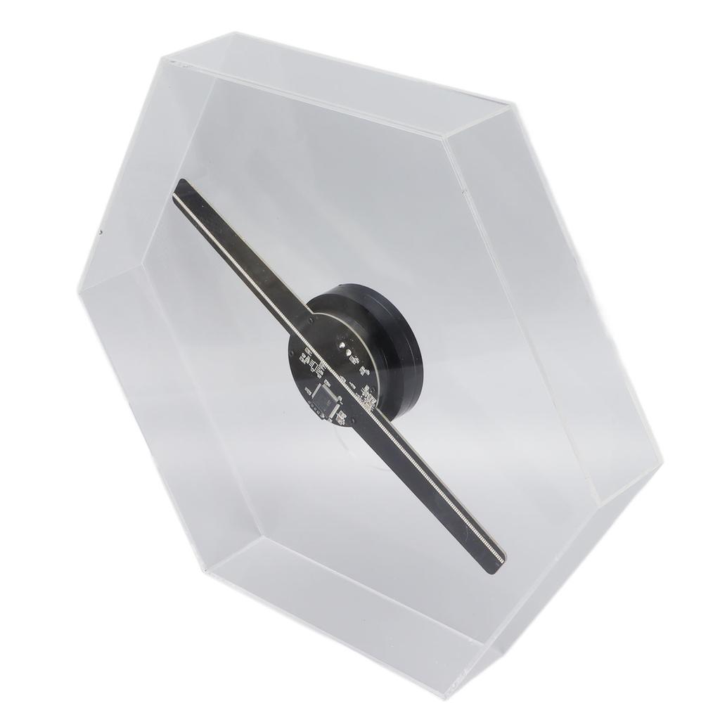 Holographic Advertising Machine 3D Naked Eye LED Fan with Hexagonal Protective Cover for Store