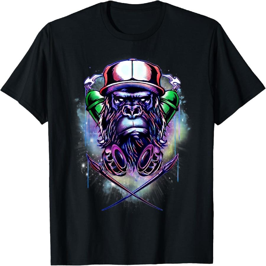 GRAFFITI GORILLA Стрит-арт Красочная тату-арт гориллы Футболка S