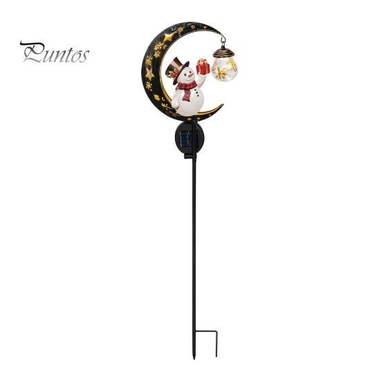 Illuminated Pathway Decor for Holidays Snowman Garden Stake Light, Solar Powered Crescent Moon Lamp, Decorations Walkways Warm Glow Waterproof