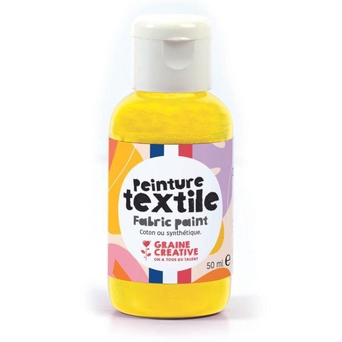 Peinture pour textile - GRAINE CREATIVE ON A TOUS DU TALENT - 50 ml - Jaune - Peinture plastique pour vêtements
