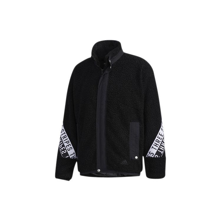 Adidas Velvet Jackets Men's Black Stand Collar Thickened GE0388