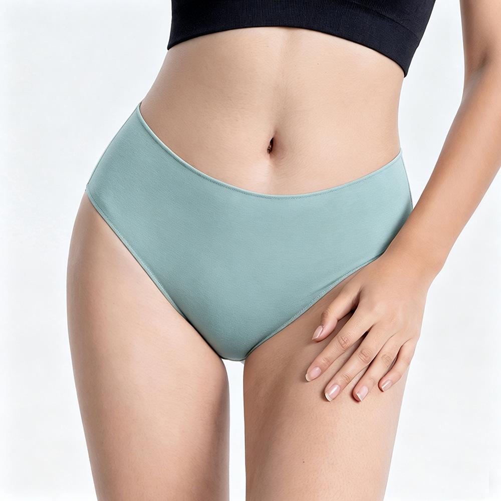 Women Seamless Breathable Solid Mid Waist Cotton Underwear Panties