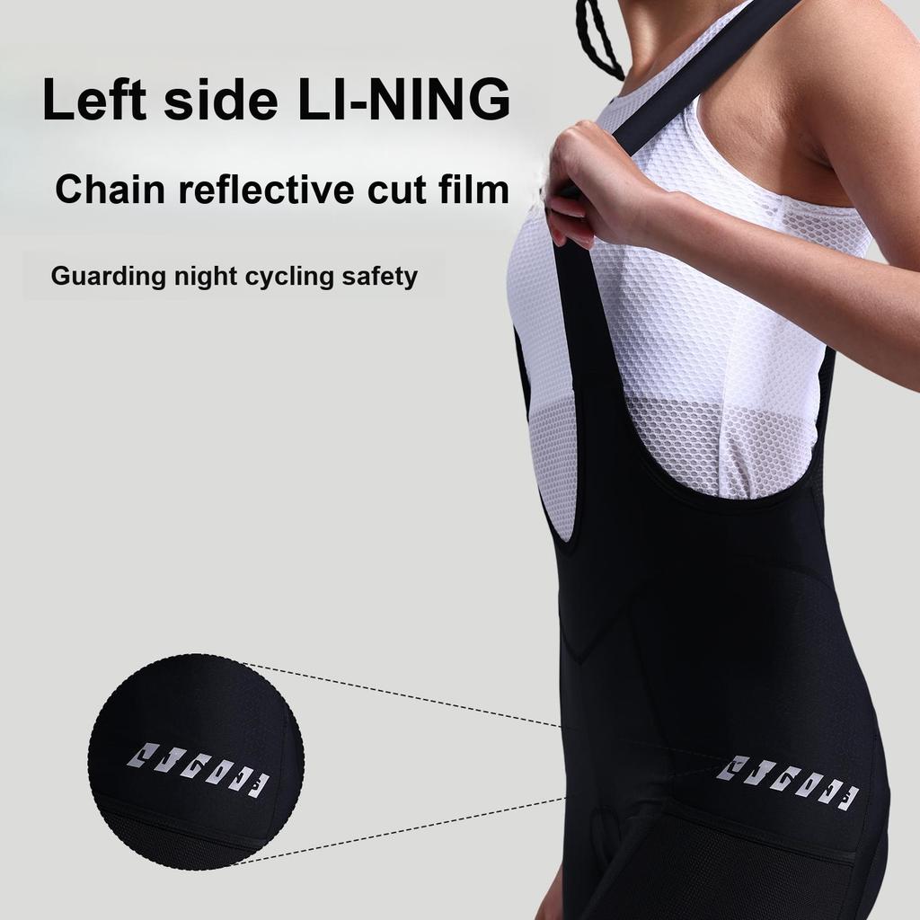 Li Ning Suspenders Five-Point Anti-Bacterial Breathable Shock Absorbing Pocket Cycling Pants Women Pants LCUK108