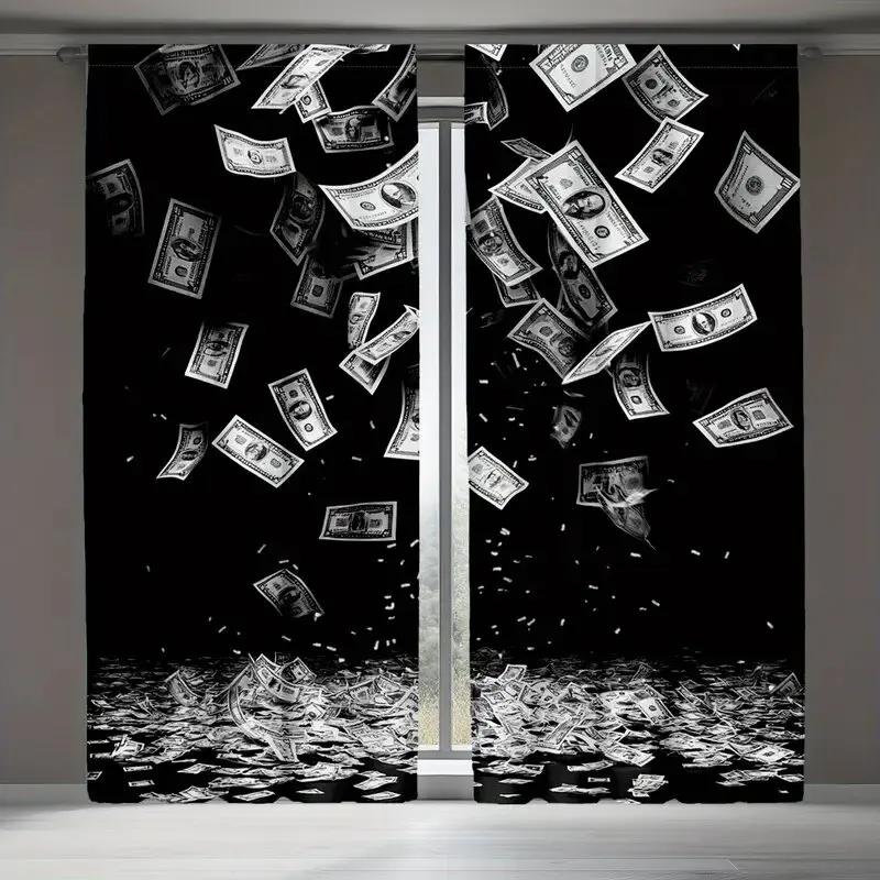 Us Dollar Banknote Cash Printed Curtains   Lamp Post Bag Curtains 42*84   Bedroom Living Room   Home Decoration   Room Decoration
