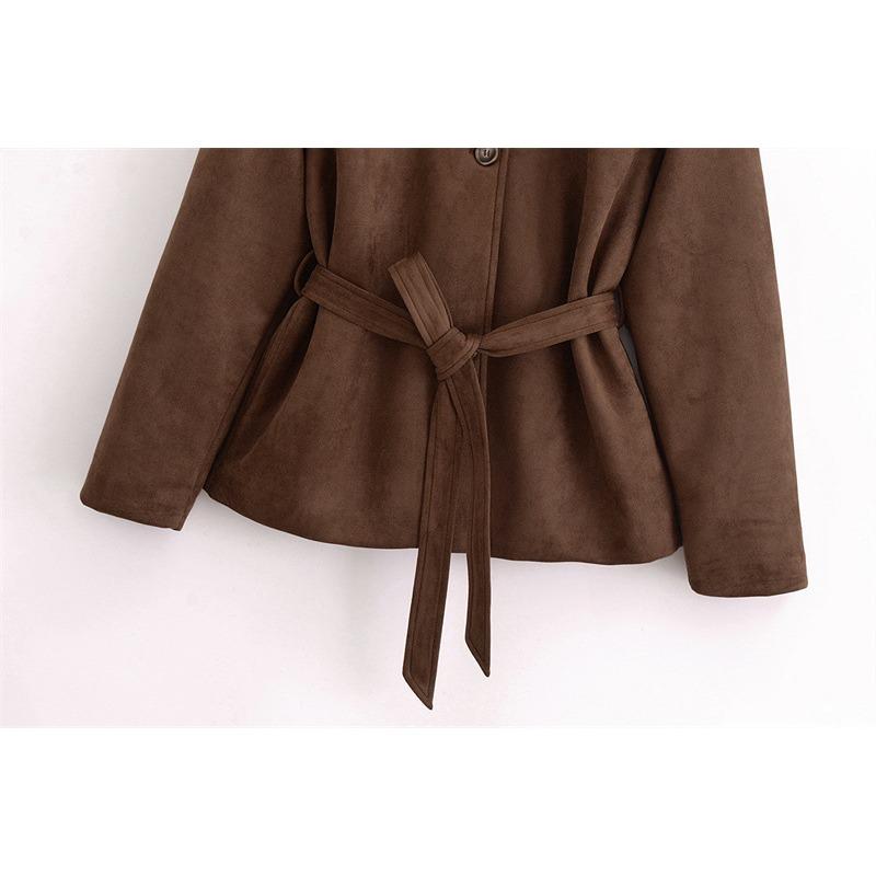 Women's Fashion Casual Solid Color Print Autumn Winter Long Sleeve POLO Neck Jackets Coats