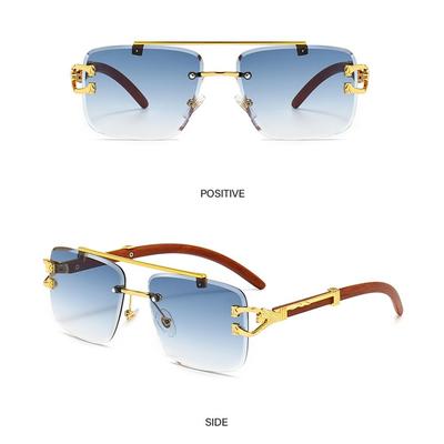Fashion Men & Women UV400 Eyewear Rimless Sunglasses Cheetah Head Sunglasses Square
