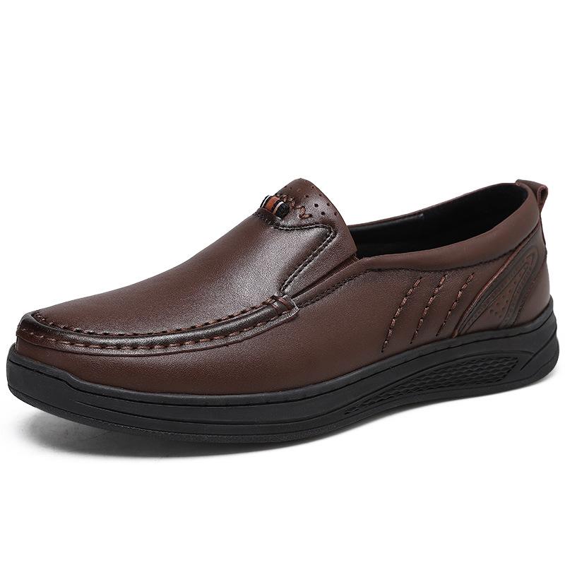 

Мужская обувь больших размеров, весна и лето, новые мужские повседневные кожаные туфли, первый слой, покрытие из коровьей кожи, одна педаль, мягкая подошва, ленивые туфли 45 коричневый