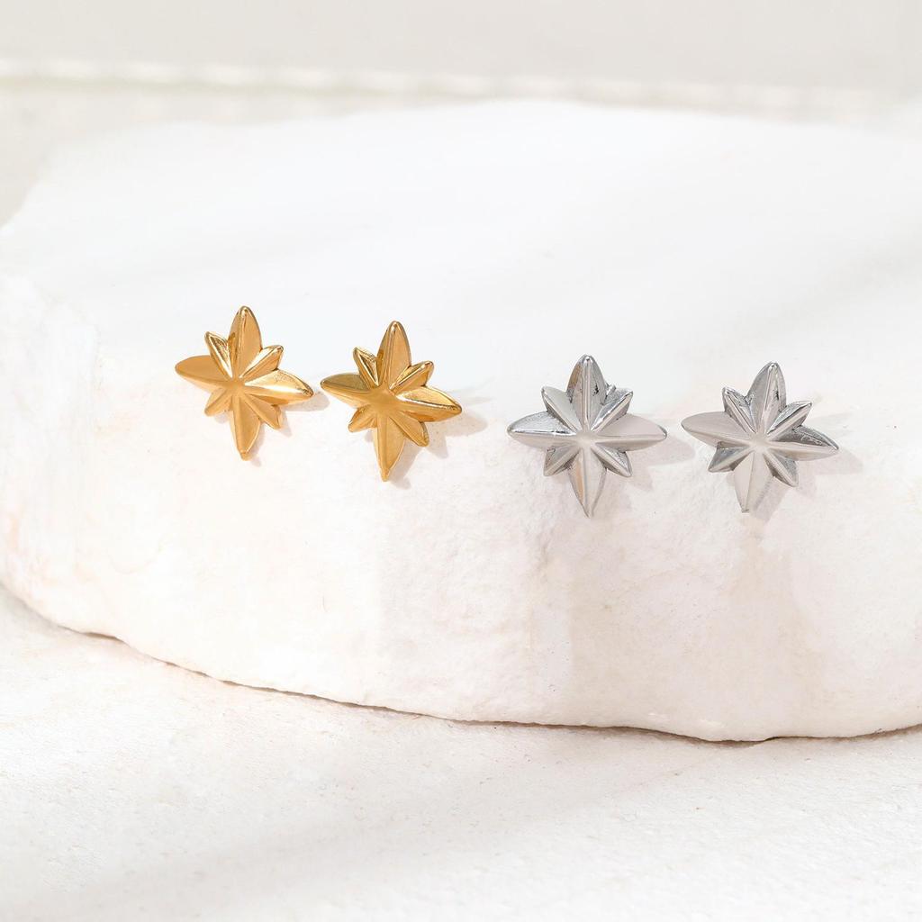 Minimalist Six-Pointed Star Titanium Steel Stud Earrings – Trendy and Chic Design