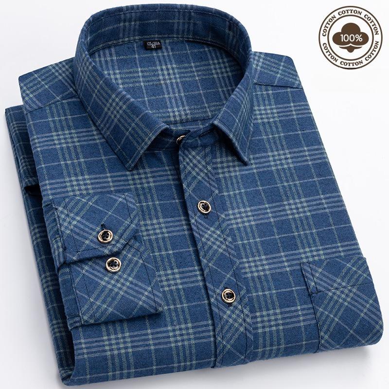 Flannel Shirt Jackets for Men Long Sleeve Regular Fit Button Down Work Shirts Outwear Men's Casual Plaid Heavyweight Cotton Shirt With Pockets