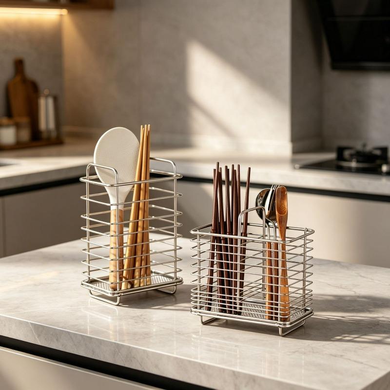 Stainless Steel Chopstick Storage Box, Kitchen Chopstick Cage, Wall-mounted Household Drain Anti-mildew Chopstick Tube Rack