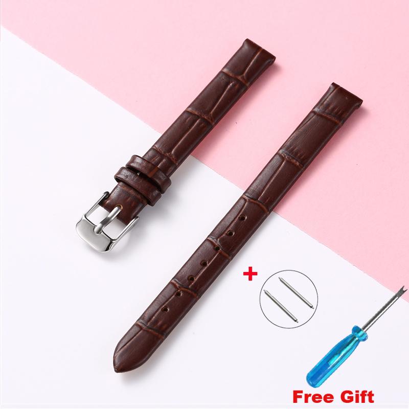 Leather Wath Strap 8mm 10mm 12mm 14mm 16mm 18mm 20mm Strap Genuine Leather Watch Bracelet Rose Gold Buckle with Tool