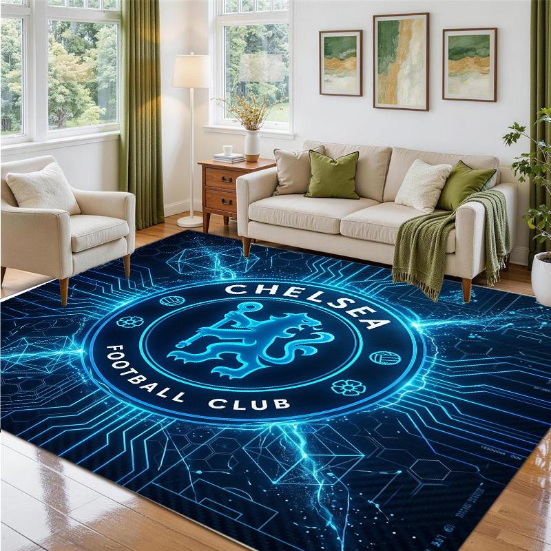 Chelsea FC Design Crystal Velvet Rug Soft Decorative Mat for Bedroom Entrance