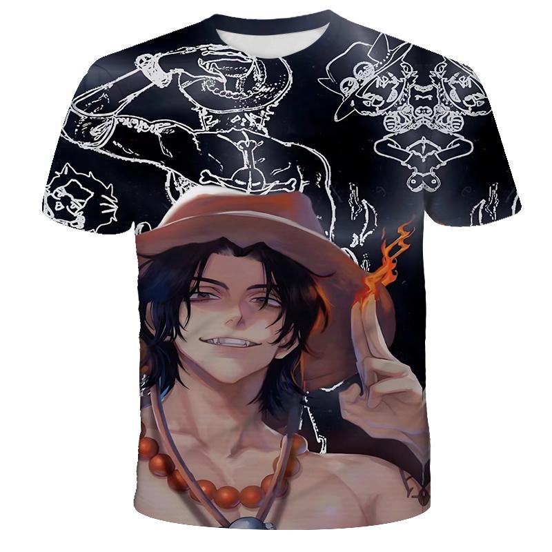 One Piece Luffy Girls T-shirt Kids Short Sleeve Children Print T-shirts Tees Boys' Casual Clothes Ghild O Neck Shirt Daily Tops