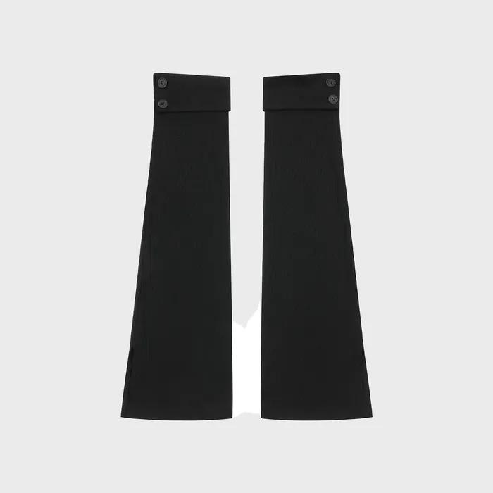 Button Slit Leg Warmer BLACK