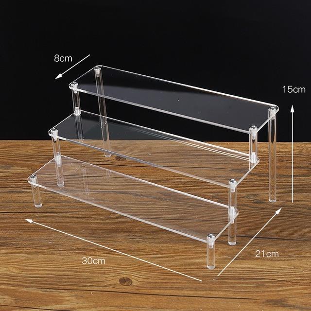 1-5 Tier Clear Acrylic Display Stand,Display Riser Shelf for Cupcake,Perfume Decoration and Organizer Amiibo Funko POP Figures
