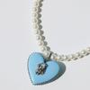 VERRYTASTE Heart Pendant Pearl Necklace - Sky Blue