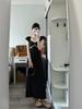 French Coffee Break Temperament Long Dress Women's Summer New Design Feeling Waist Thin Black Polka Dot Dress