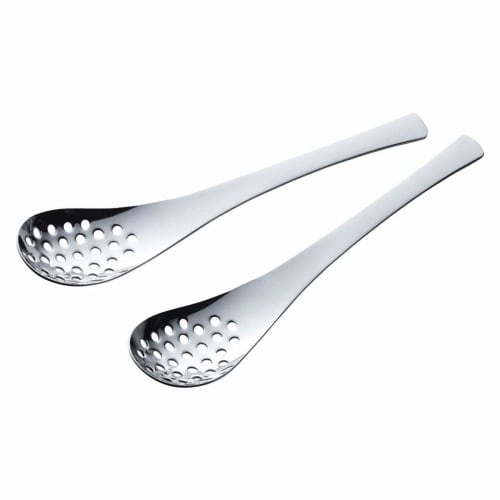 Shimomura Kihan Renge Spoons, Set of 2, Slotted, Made in Japan, Dishwasher Safe, 18cm Long, Drain and Scoop Soup, Perfect for Ramen, Tofu, Canned Bean