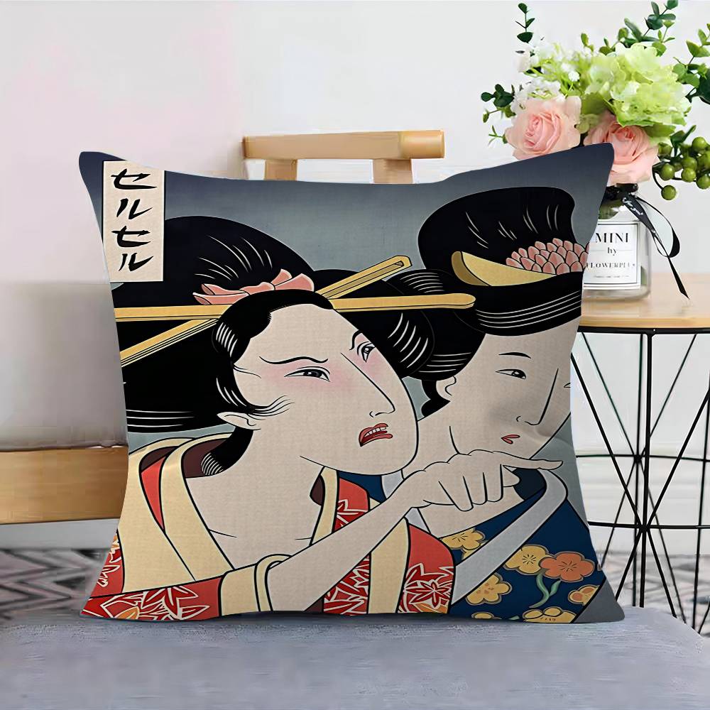 Lustige japanische Frau schreit Katze Hund Doge Kissenbezug Auto Überwurf Kissenbezug für Sofa Auto Weihnachtsgeschenk 40x40cm 45x45cm