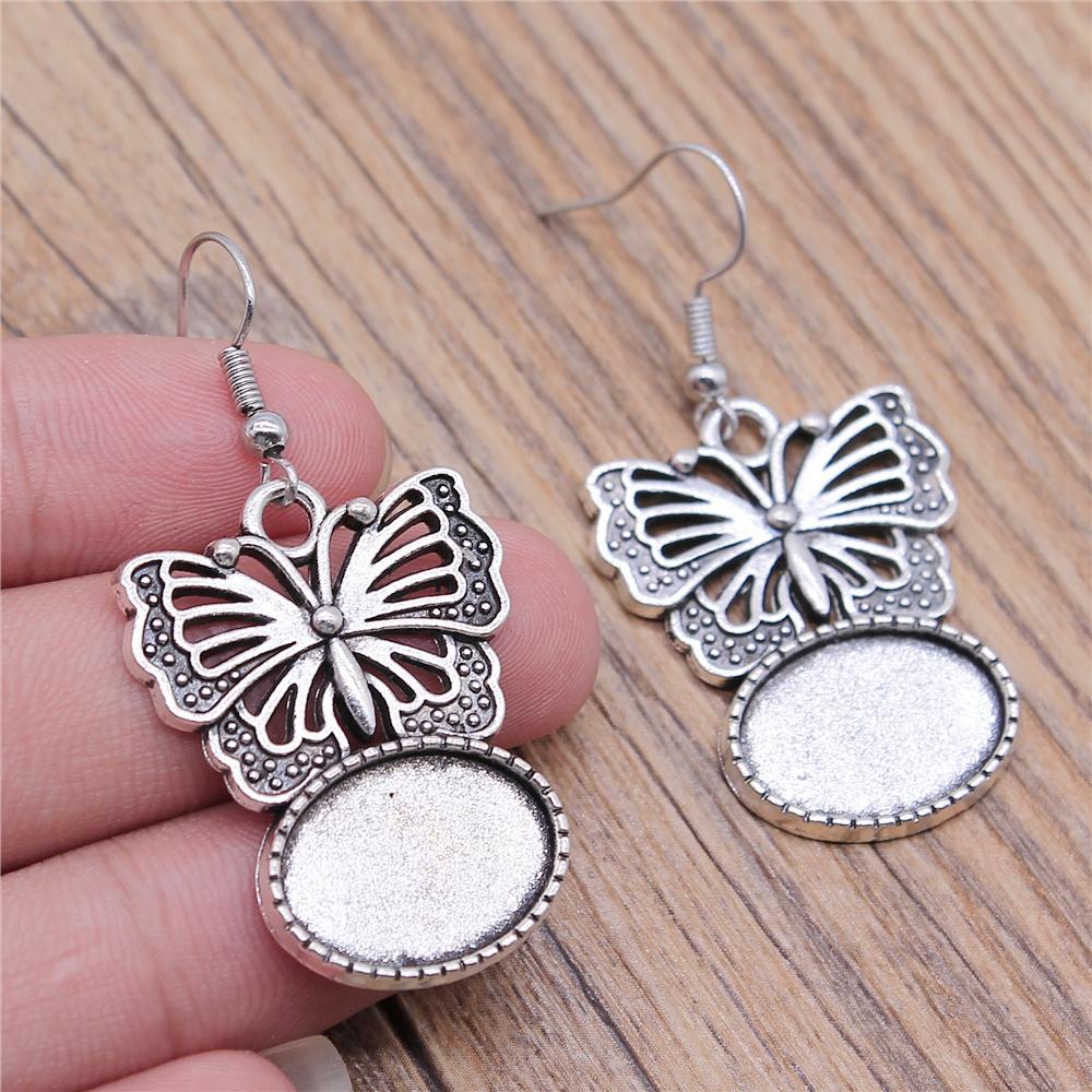 Fit 13x18mm Cabochons Oval Blank Setting Bezel Blank Cabochon Earring Base For DIY Earring Making