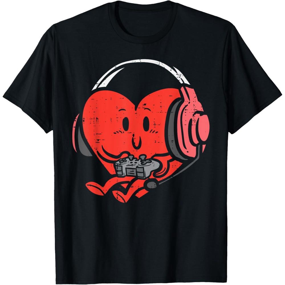 Valentines Day Heart Gamer Gaming Men Girls Youth Teen T-Shirt