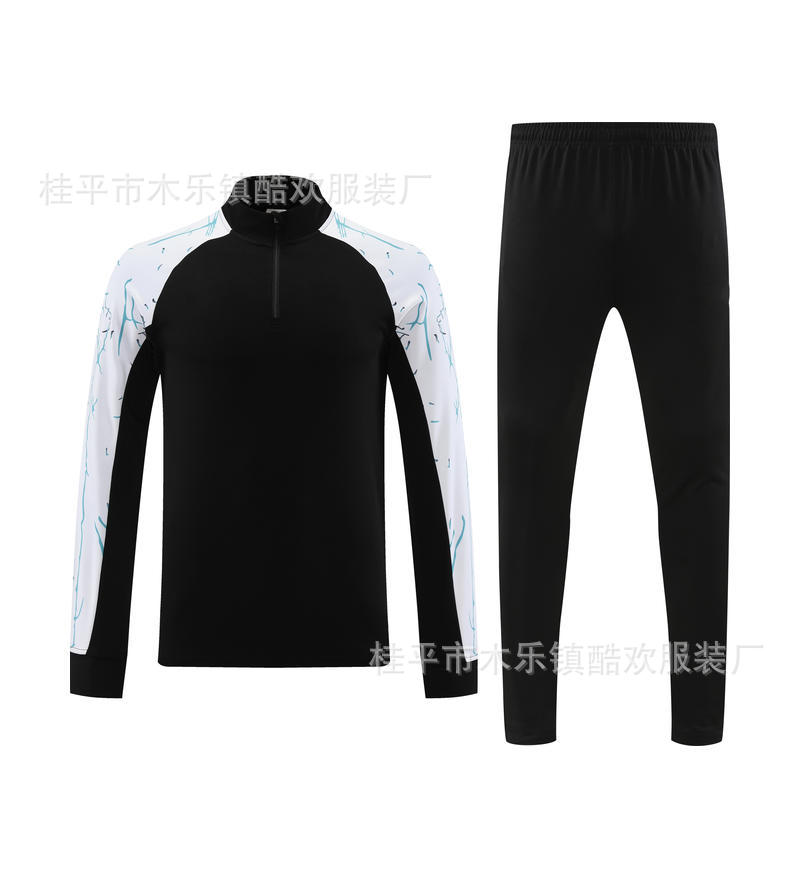 Student Team Half Zipper Long Sleeve Suit Football Training Suit Club Quick Drying Football Jersey Breathable