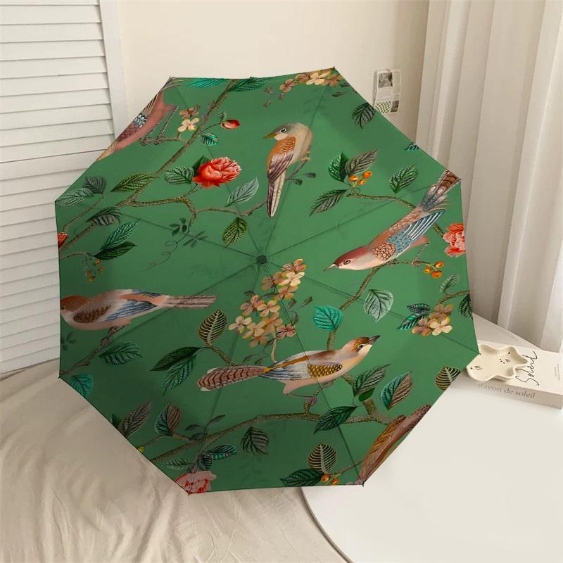 

1PC Birds FloralAutomatic Open/Close Umbrella with Windproof, 8-Rib Sturdy Canopy, Durable Ribs, Fashionable Design1290A