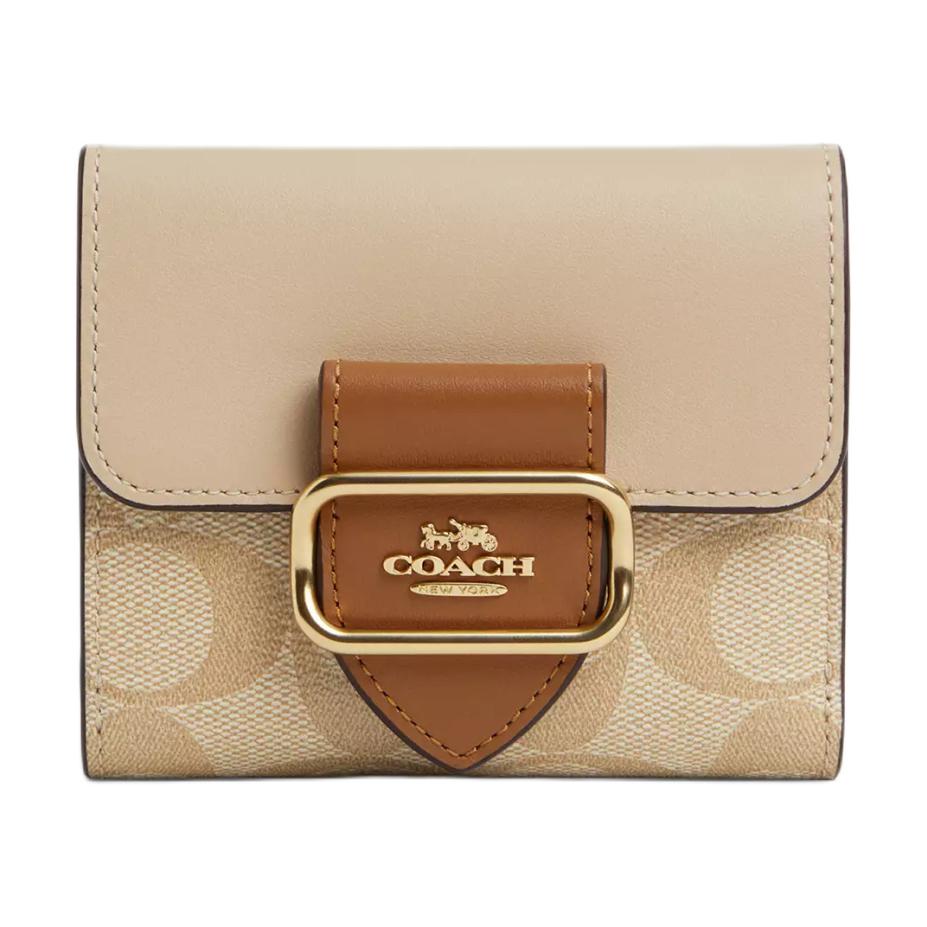 

Coach Morgan 10 Metallic Logo Signature Print Coated Canvas And Calfskin Wallet Women wallet Off-White Light-Khaki CT616-IMWQ4 Basic Set (Bag+Dust Bag)